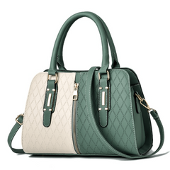 Large Capacity Contrast Crossbody Bag Satchel PU Leather Shoulder Bag