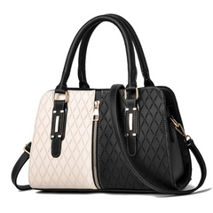Large Capacity Contrast Crossbody Bag Satchel PU Leather Shoulder Bag