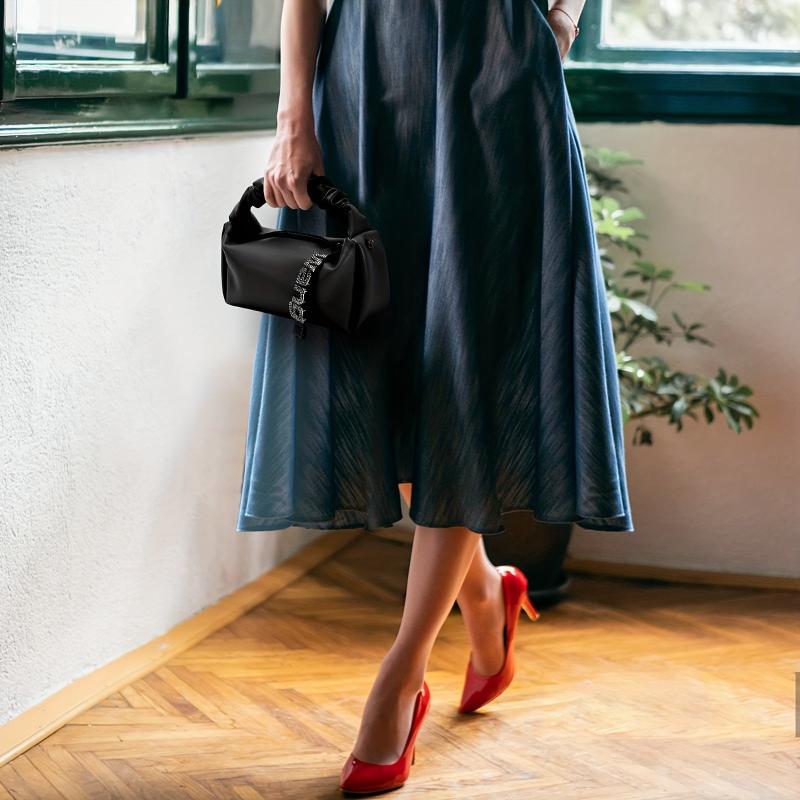 Cloud Pleated Tote Bag PU Leather Handbag Women's Casual Clutch Purse