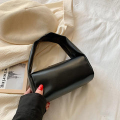 Minimalist Square Handbag Solid Zipper Purse Women's PU Leather Cosmetic Bag