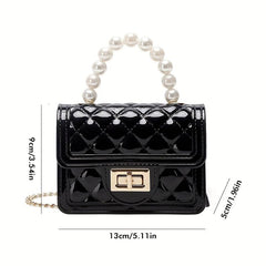 Solid Square Crossbody Bag Bead Top Handle