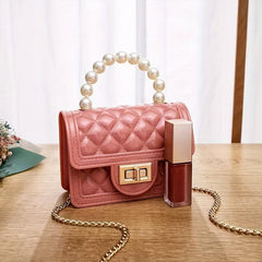 Solid Square Crossbody Bag Bead Top Handle