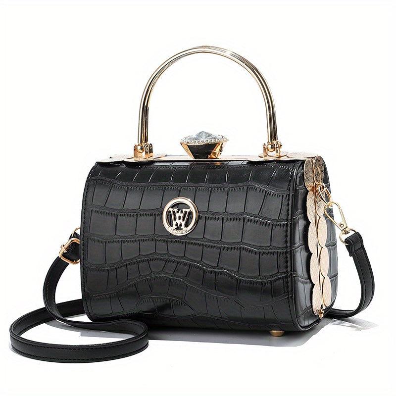 Crocodile Embossed Handbags Top Ring Box Wedding Purse