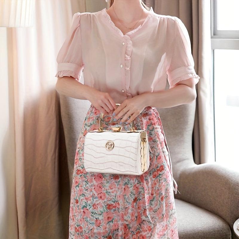 Crocodile Embossed Handbags Top Ring Box Wedding Purse