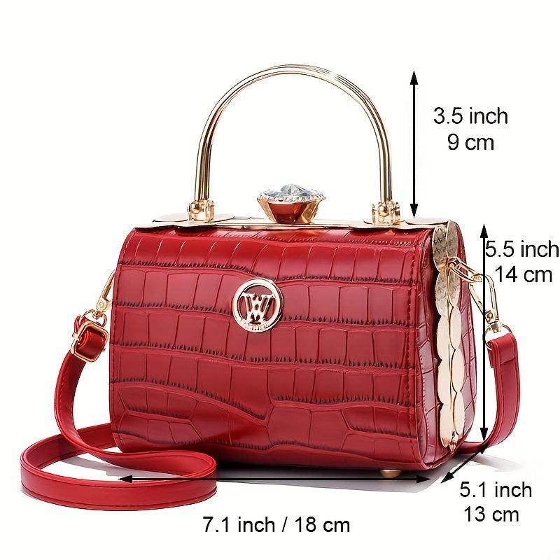Crocodile Embossed Handbags Top Ring Box Wedding Purse