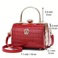 Crocodile Embossed Handbags Top Ring Box Wedding Purse
