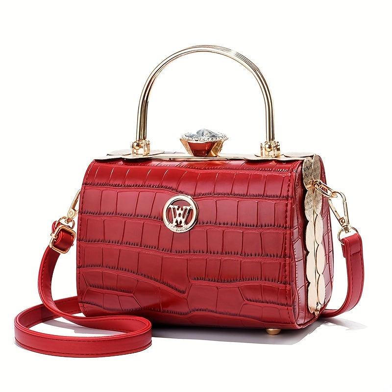 Crocodile Embossed Handbags Top Ring Box Wedding Purse