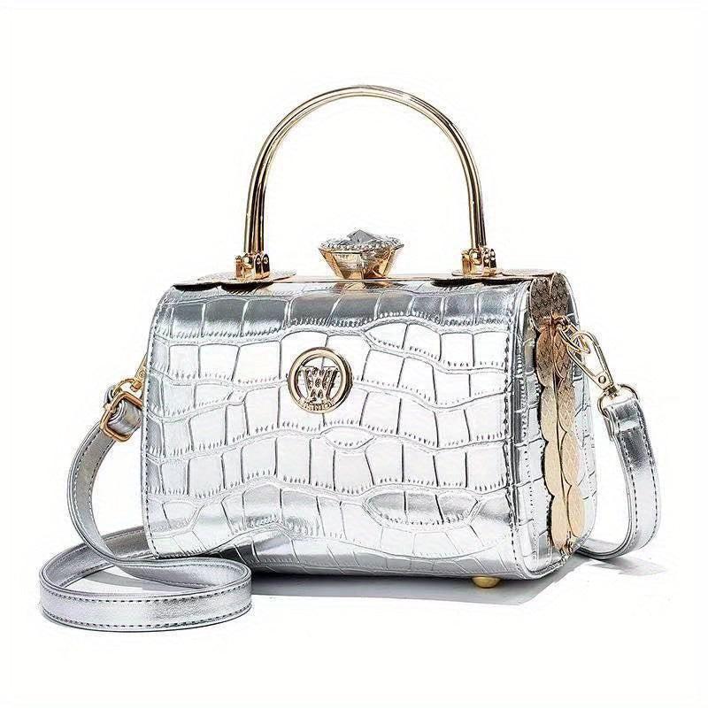 Crocodile Embossed Handbags Top Ring Box Wedding Purse