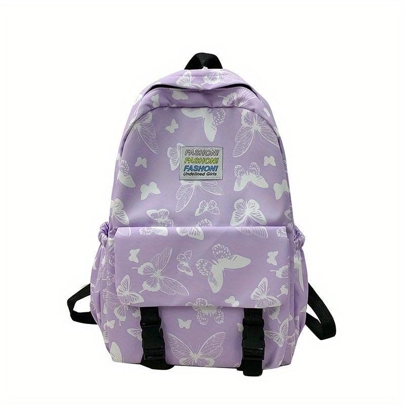 Butterfly Pattern Backpack Large Capacity Preppy School Book Bag