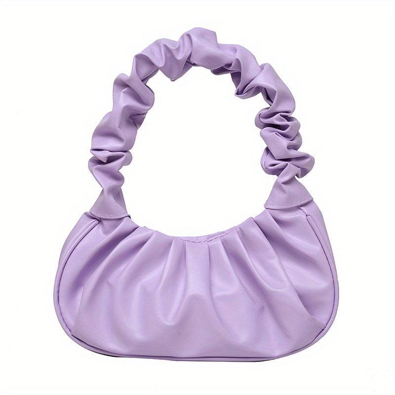 Cloud Ruched Baguette Bag Solid Handbag Underarm Bag