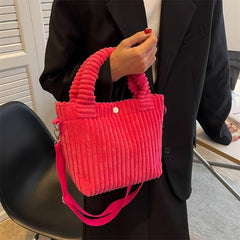 Women's Corduroy Crossbody Bag Solid Tote Purse