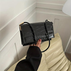Metallic Crocodile Embossed Baguette Bag for Women
