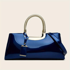 Patent Leather Crossbody Bag Top Ring Satchel Purse