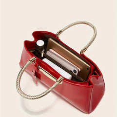 Patent Leather Crossbody Bag Top Ring Satchel Purse
