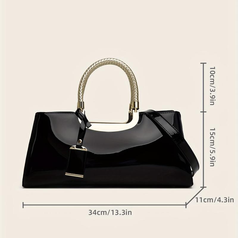 Patent Leather Crossbody Bag Top Ring Satchel Purse