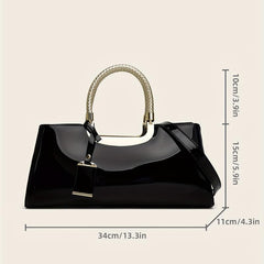Patent Leather Crossbody Bag Top Ring Satchel Purse