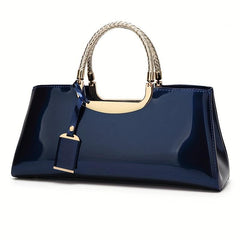 Patent Leather Crossbody Bag Top Ring Satchel Purse
