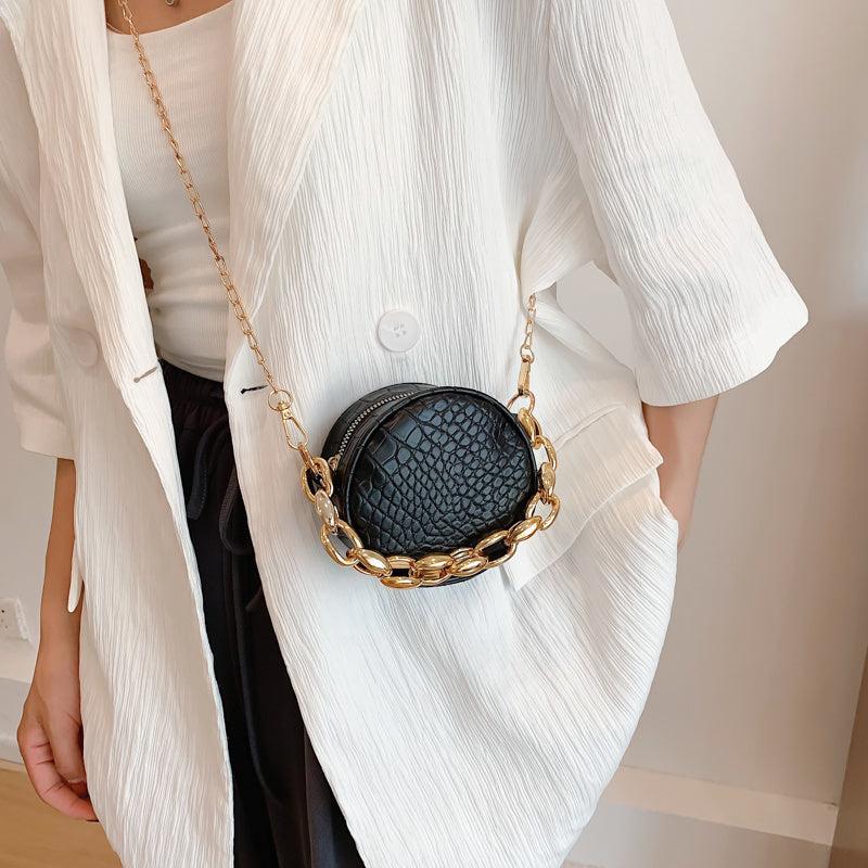Mini Croc Embossed Handbag - Faux Leather