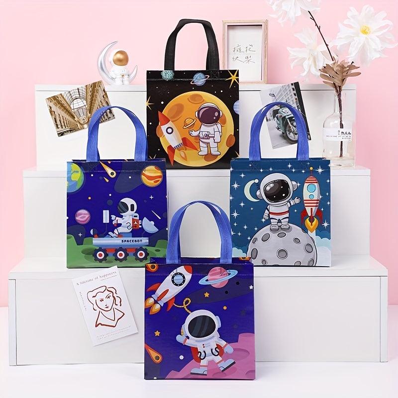 10pcs Space Astronaut Print Tote Bag Set Party Treat Gift Bag