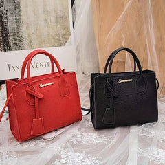 Litchi Embossed Double Handle Shoulder Bag