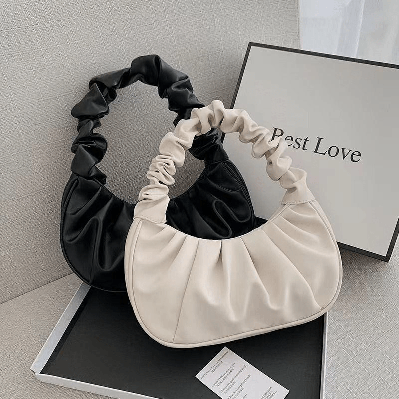 Cloud Ruched Handbag For Women Zipper Underarm Bag