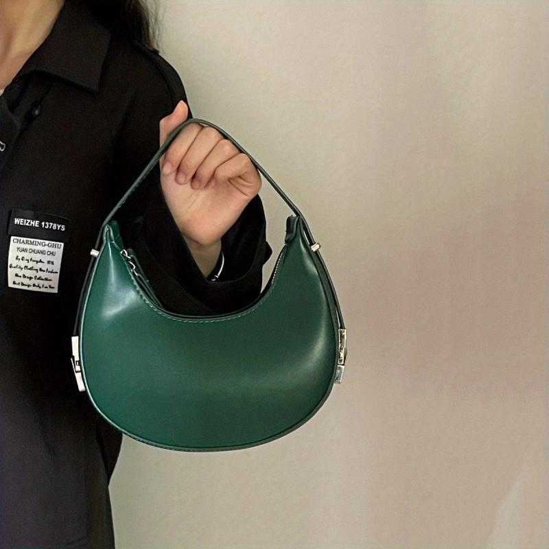 Crescent Shoulder Bag Faux Leather Purse