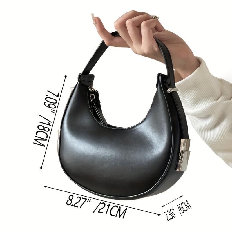 Crescent Shoulder Bag Faux Leather Purse