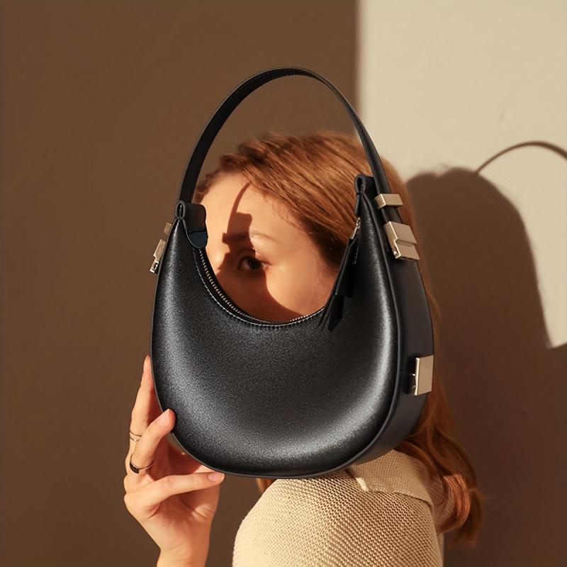 Crescent Shoulder Bag Faux Leather Purse