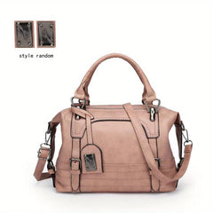 Vintage Boston Handbag Large Capacity Crossbody Bag Women's PU Leather