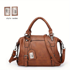 Vintage Boston Handbag Large Capacity Crossbody Bag Women's PU Leather