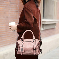 Vintage Boston Handbag Large Capacity Crossbody Bag Women's PU Leather