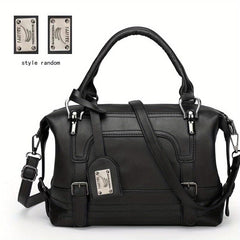 Vintage Boston Handbag Large Capacity Crossbody Bag Women's PU Leather