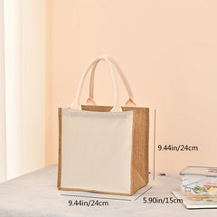 Large Capacity Linen Handbag Solid Gift Bag Versatile Shopping Purse