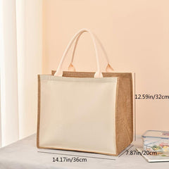 Large Capacity Linen Handbag Solid Gift Bag Versatile Shopping Purse