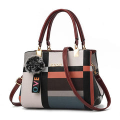 Plaid Satchel Bag Colorblock Double Handle Purse Crossbody Bag
