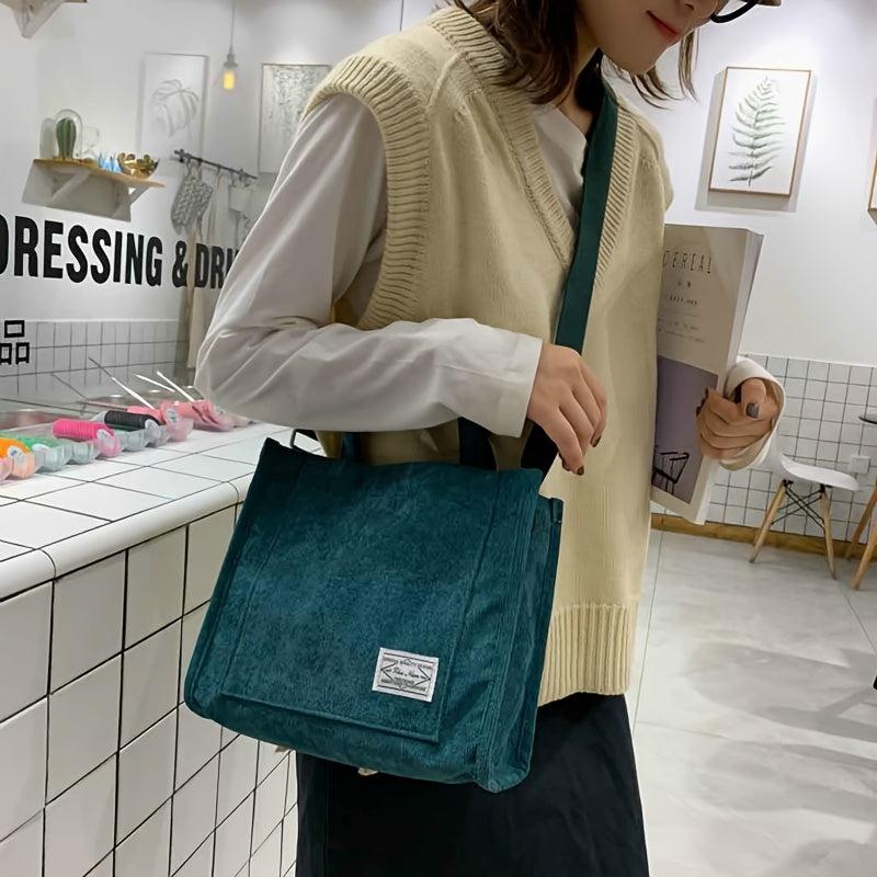 Corduroy Hand Tote Bag - Women's Shoulder Bag - Crossbody Purse