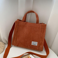 Corduroy Hand Tote Bag - Women's Shoulder Bag - Crossbody Purse