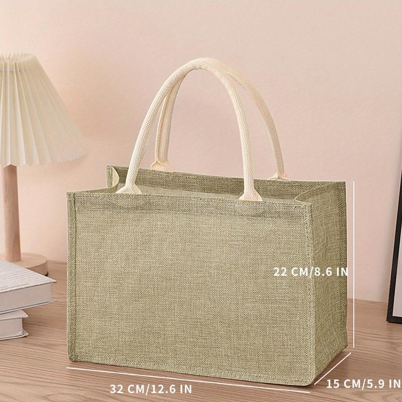 Linen Tote Bag Reusable Grocery Shopping Bag Solid Gift Bag