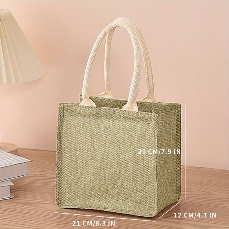 Linen Tote Bag Reusable Grocery Shopping Bag Solid Gift Bag