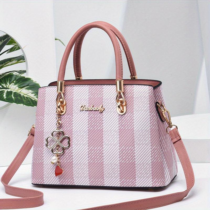 Plaid Crossbody Bag Large Capacity Shoulder Bag Stylish Messenger Handbag