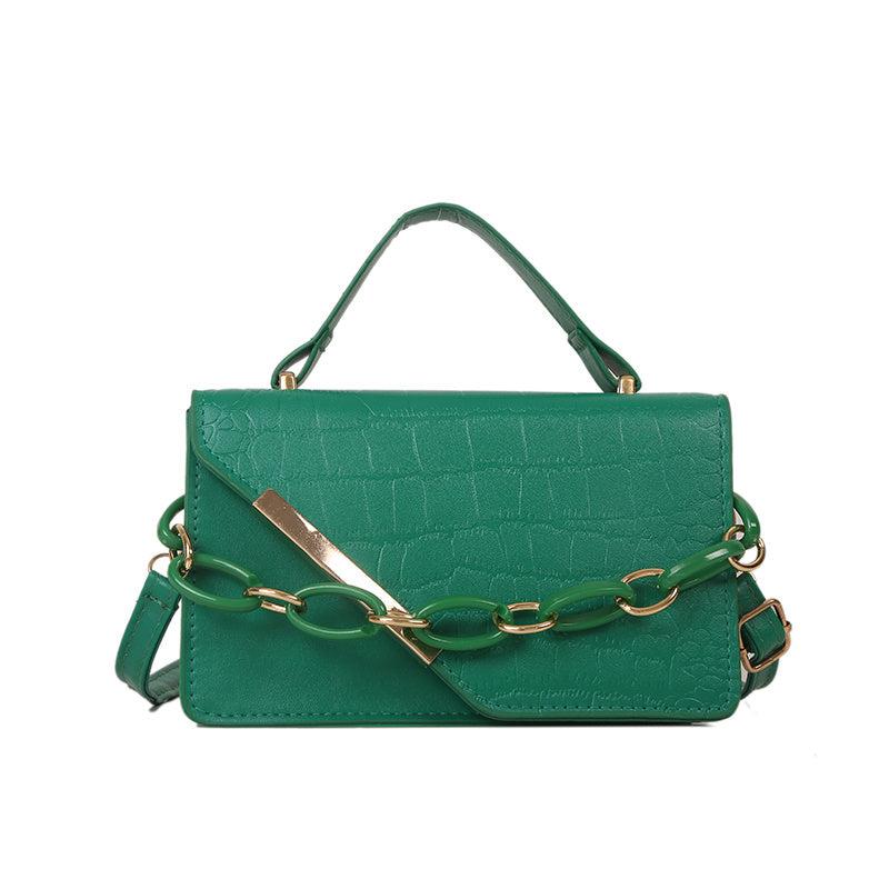 Crocodile Print Square Shoulder Bag Faux Leather Flap Crossbody Bag
