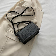 Crocodile Print Square Shoulder Bag Faux Leather Flap Crossbody Bag