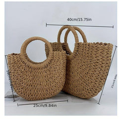Straw Woven Beach Bag Bohemia Rattan Handbag Large Capacity Basket