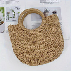Straw Woven Beach Bag Bohemia Rattan Handbag Large Capacity Basket