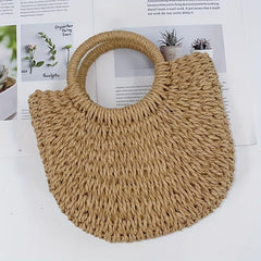 Straw Woven Beach Bag Bohemia Rattan Handbag Large Capacity Basket