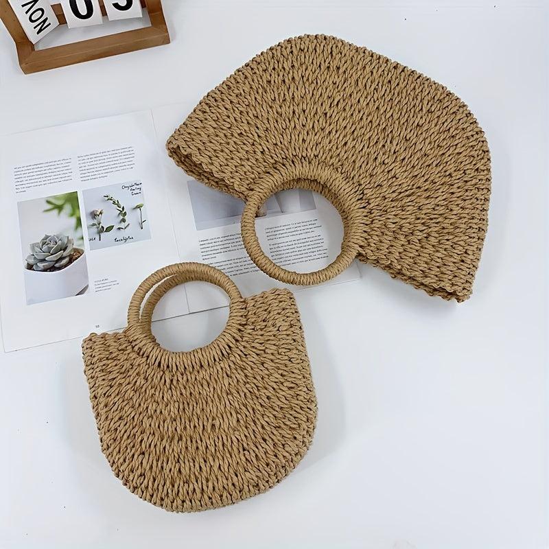 Straw Woven Beach Bag Bohemia Rattan Handbag Large Capacity Basket
