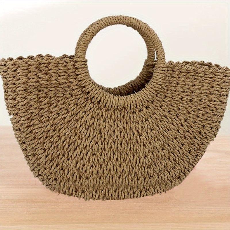 Straw Woven Beach Bag Bohemia Rattan Handbag Large Capacity Basket