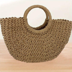 Straw Woven Beach Bag Bohemia Rattan Handbag Large Capacity Basket