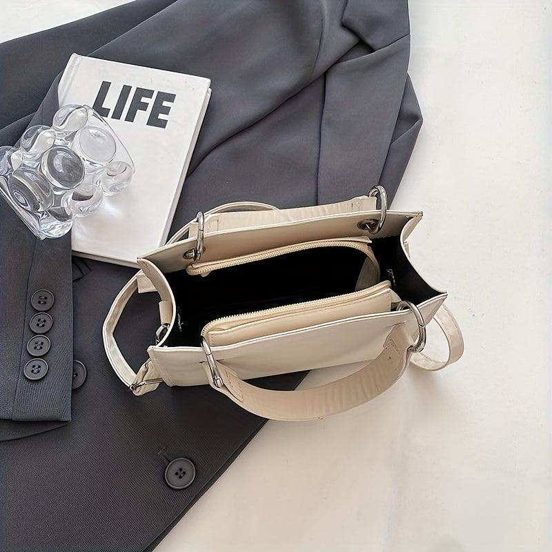 Solid Square Shoulder Bag for Women