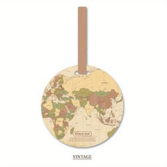 World Map Pattern Round Luggage Tag Travel Accessories